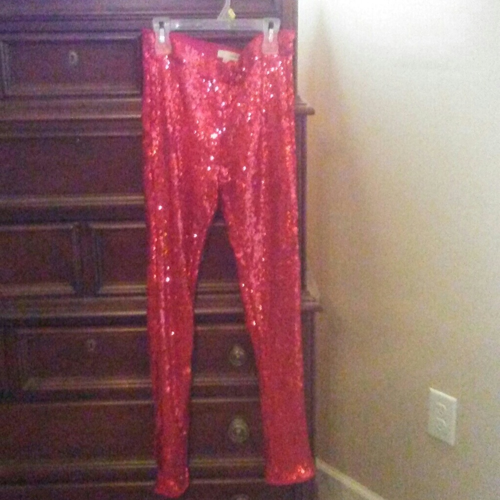 Red Sequin Leggings